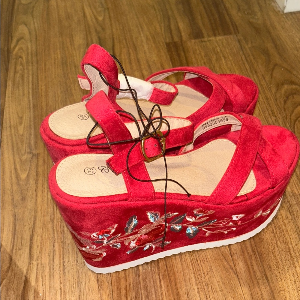 Red Platform Sandals - Picture 2 of 2